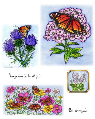 MONARCH BUTTERFLY ON THISTLE Wood Mounted Rubber Stamp NORTHWOODS M9923 New 