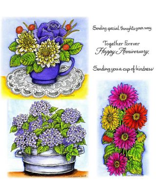 Cup of Flowers & Hydrangeas in Metal Tub - NO-087