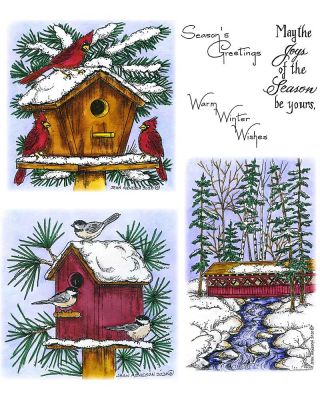 Snowy Cardinal Birdhouse & Snowy Chickadee Birdhouse - NO-117