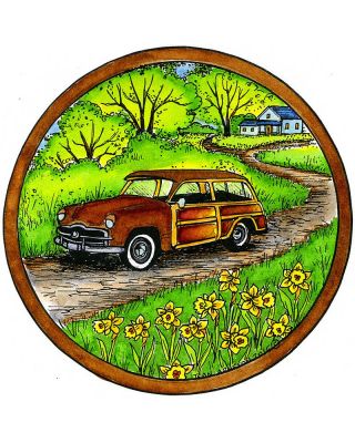 Old Fashioned Car in Circle Frame - PP10026