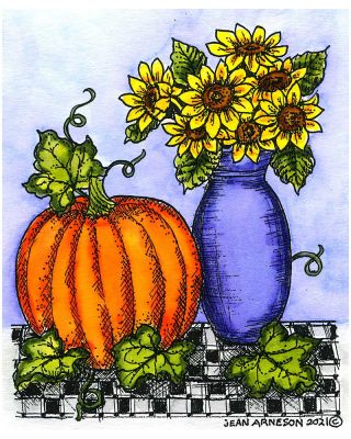 Pumpkin and Sunflower Vase - P10979