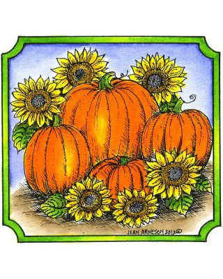 Pumpkins and Sunflowers in Notched Square - MM8709