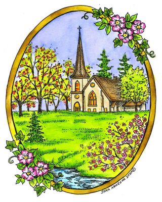 Serene Spring Church in Oval - P10734