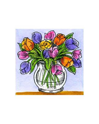 Small Tulips in Round Vase - C10740