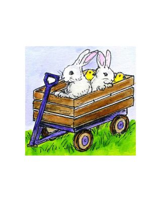 Small Wagon With Bunnies and Chicks - C10756