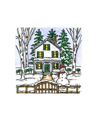 Small Winter House and Snowman - CC10861