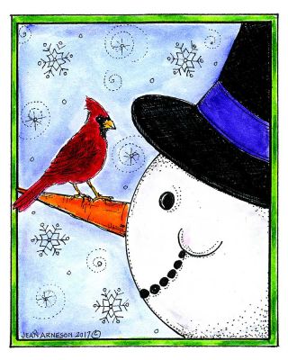 Snowman, Carrot Nose and Cardinal - M10376