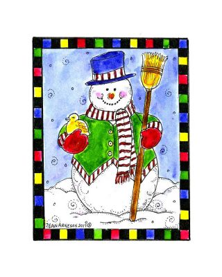 Snowman With Bird in Checkered Frame - E10365