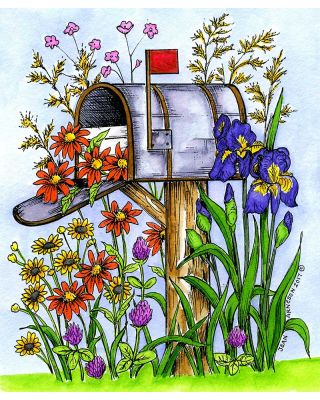 Spring Mailbox With Irises and Daisies - P10242