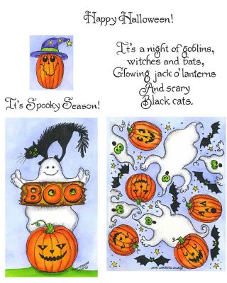 Stacking Jack, Ghost And Cat & Jack O’ Lantern And Ghost Background - NO-254