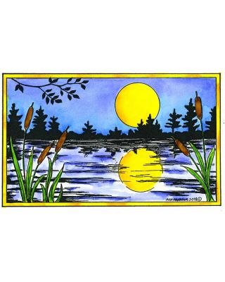Sun and Cattails in Rectangle Frame - NN10431