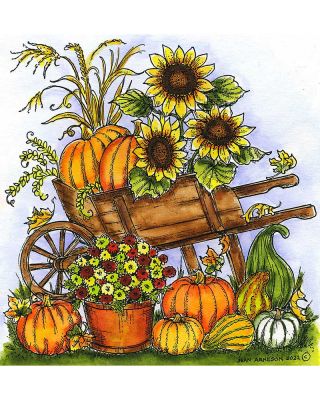 Sunflower and Pumpkin Cart - PP11179