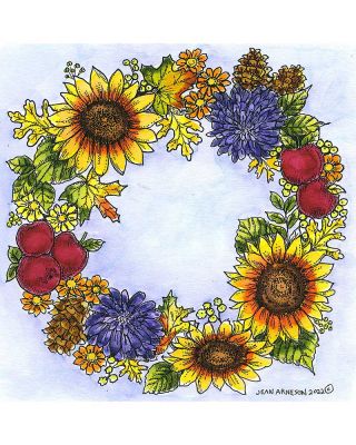 Sunflower, Apple, Pinecone Wreath - PP11171