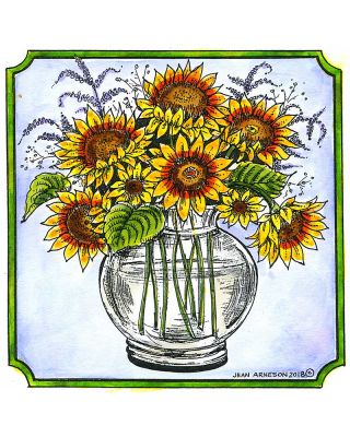 Sunflowers in Glass Vase  - PP10497