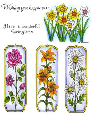 Tall Framed Flowers And Cluster Of Daffodils - NO-138
