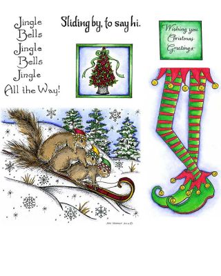 Tobogganing Squirrels & Elf Legs - NO-262