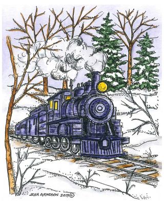 Train in Spruce and Birch Forest - M10721