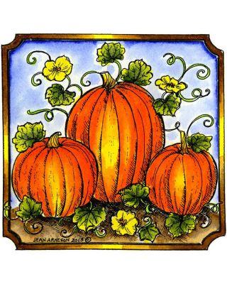 Trio of Pumpkins In Notched Square - MM9188