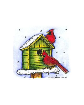 Two Cardinals on Birdhouse - CC8290