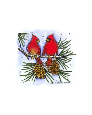 Two Cardinals on Pine Branch - CC8301