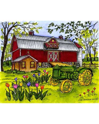 Vintage Tractor and Spring Barn - P10260