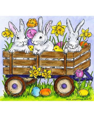 Wagon With Bunnies and Chicks - PP10755