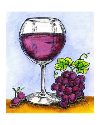 Wine Glass and Grapes - E11292