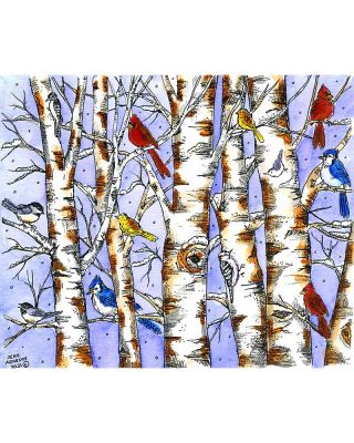 Winter Frolic in Birch Trees - P11051
