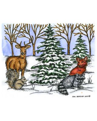 Woodland Animals and Spruce - P10545