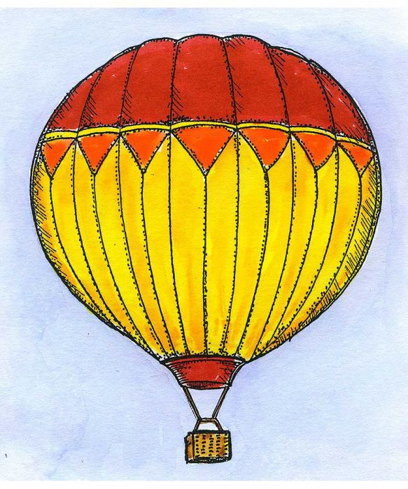 Hot air gas balloon sketch line art illustration 9275621 Vector Art at  Vecteezy