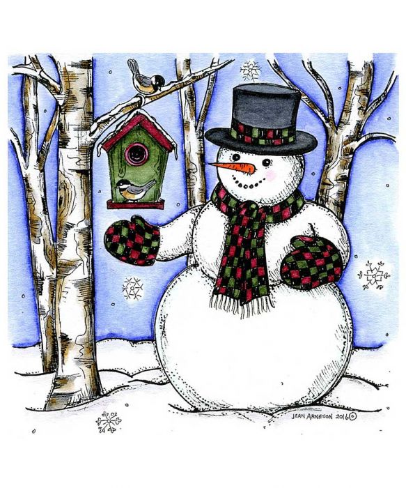 WINTER SNOWMAN SCENE CHRISTMAS Wood Mounted Rubber Stamp NORTHWOODS P10137 New 
