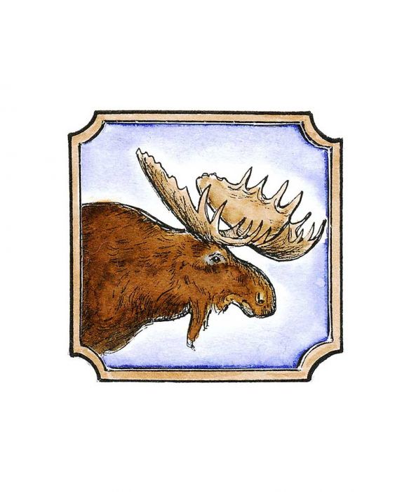 CC8535 New Moose Buck in Notched Square Wood Mounted Rubber Stamp NORTHWOODS 