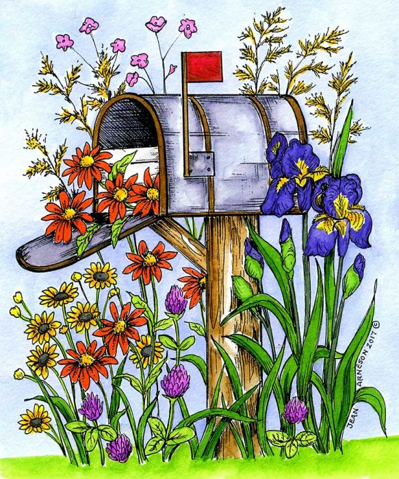 Mail Call for Friday, March 22nd. Spring-mailbox-with-irises-and-daisies-p10242