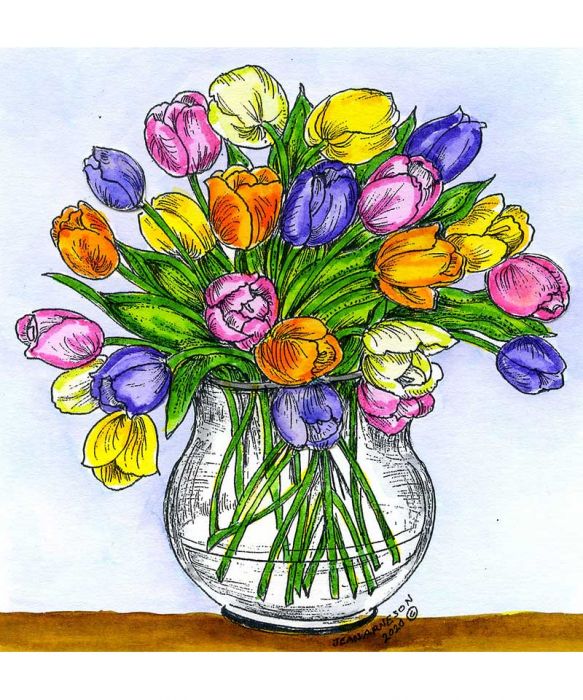 Tulips on Postage Stamps, Colourful Flower Stamps